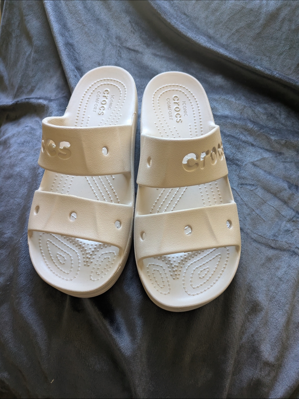 CROCS Kids' Cream Dual-Strap Slide Sandals